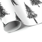 シンプルの白黒ツリーパターン ラッピングペーパー (ロールコーナー)