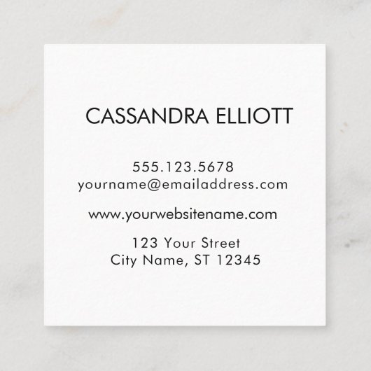 シンプルの白黒ロゴを追カスタム加 スクエア名刺 (裏面)