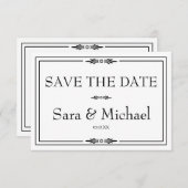 シンプルの白黒日付カードを保存 セーブザデート (正面/裏面)