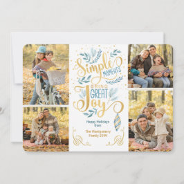シンプルの瞬間が素晴らしJoy Blue金ゴールド写真を持ち込む シーズンカード
