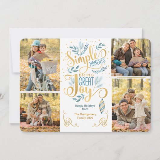 シンプルの瞬間が素晴らしJoy Blue金ゴールド写真を持ち込む シーズンカード (正面)