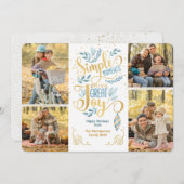 シンプルの瞬間が素晴らしJoy Blue金ゴールド写真を持ち込む シーズンカード (正面/裏面)