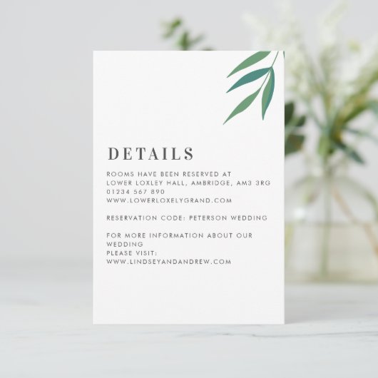 シンプルの種類と葉の種類と結婚白 エンクロージャーカード (スタンド正面)