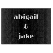 シンプルの結婚カスタム・カップル名B/W カッティングボード (正面)