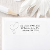 シンプルの結婚ハート招待状差出人住所ラベル ラベル (インサイチュ)