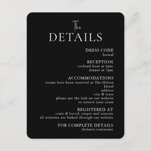 シンプルの結婚モダン詳細・エンクロージャ・カード エンクロージャーカード (正面)