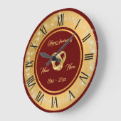 シンプルの結婚リングや輪カスタマイズ金ゴールド ラージ壁時計 (傾斜)