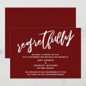 シンプルの結婚Burgundy残念なカード 招待状 (正面/裏面)