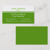 シンプルの緑と白の名刺 名刺 (正面/裏面)