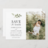 シンプルの緑の写真の保存招待状 招待状 (正面/裏面)