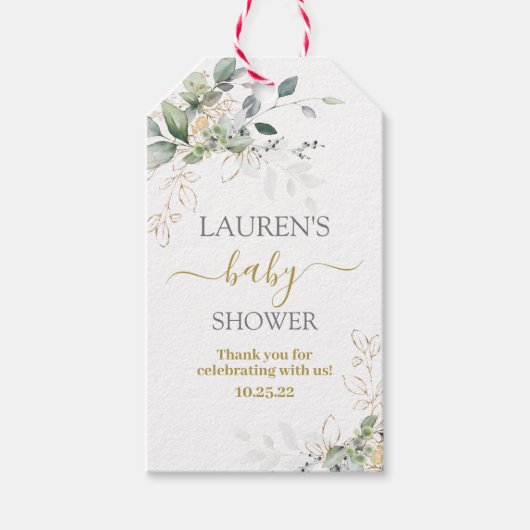 シンプルの緑の赤ちゃんシャワーギフトラベル ギフトタグ (正面)