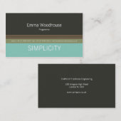 シンプルの緑及びティール（緑がかった色） 名刺 (正面/裏面)