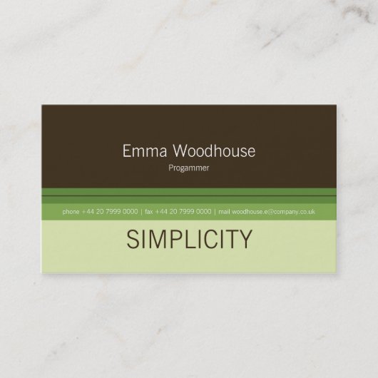シンプルの緑及びブラウン 名刺 (正面)