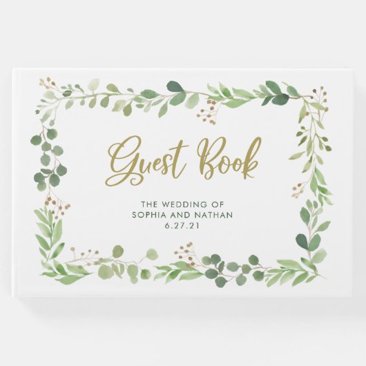 シンプルの緑 | ウェディング ゲストブック (正面)