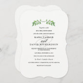 シンプルの緑 |ミニマル結婚式招待状 招待状 (正面/裏面)