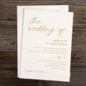 シンプルの繊細な金ゴールドとアイボリース結婚クリプト 招待状