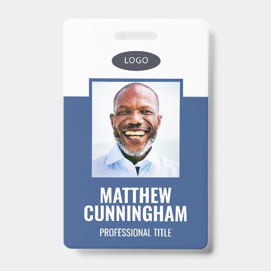シンプルの色カスタムのロゴ従業員名バーコード バッジ (表面)