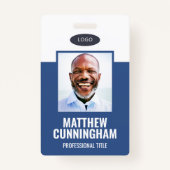 シンプルの色カスタムのロゴ従業員名バーコード バッジ (正面)