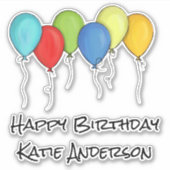 シンプルの色カラフルハッピーバースデーバルーン シール (正面)