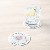 シンプルの葉と蓮とマンダラの日付を保存 ラウンドペーパーコースター (インサイチュ)