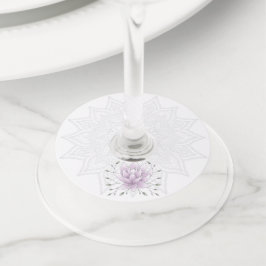 シンプルの葉と蓮の曼荼羅地名 ワイングラスタグ