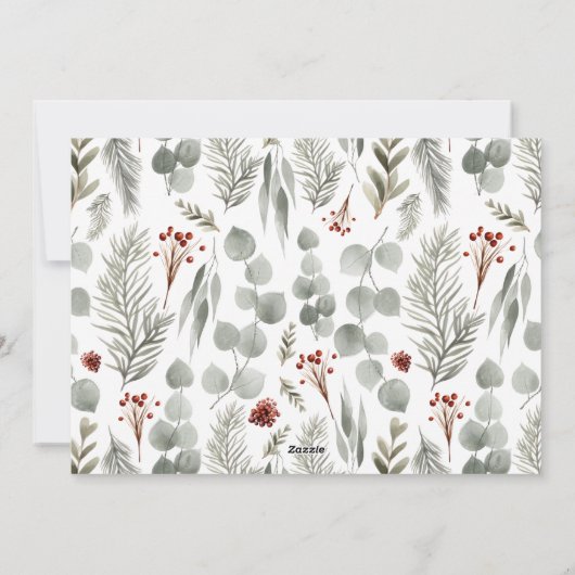 シンプルの葉の緑3数々の写真クリスマス シーズンカード (裏面)