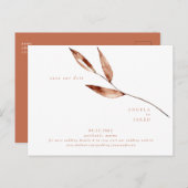 シンプルの葉テラコッタ結婚の日救付付 ポストカード (正面/裏面)