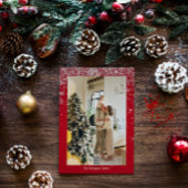 シンプルの葉リース1 Photo Christmas シーズンカード