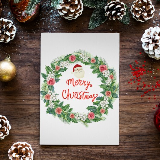 シンプルの葉リース1 Photo Christmas シーズンカード