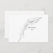 シンプルの葉茎葬儀お名前と日付 サンキューカード (正面/裏面)