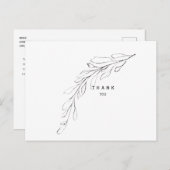 シンプルの葉茎葬儀お名前と日付 ポストカード (正面/裏面)