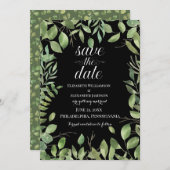 シンプルの葉、日付の結婚保存 セーブザデート (正面/裏面)