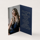 シンプルの葬儀フォトフォルダー金ゴールドブルー祈りの言葉カード (内部)