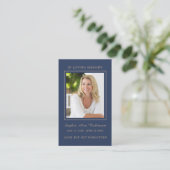 シンプルの葬儀フォト金ゴールドスクリプトブルー祈りの言葉カード 名刺 (スタンド正面)