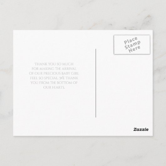 シンプルの赤ちゃんシャワーありがとうグレーモダンフットプリント ポストカード (裏面)