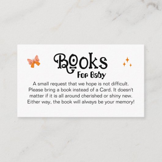 シンプルの赤ちゃんシャワー本リクエスト黒書道 エンクロージャーカード (正面)