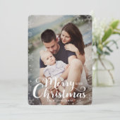 シンプルの雪だるまの出血メリークリスマス写真 シーズンカード (スタンド正面)