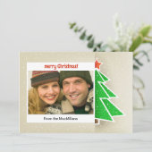 シンプルの雪のクリスマスツリーの写真 シーズンカード (スタンド正面)