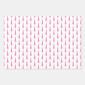 シンプルの雪のクリスマスツリーズピンク ラッピングペーパーシート (正面3)