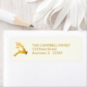 シンプルの願い・金ゴールドトナカイ差出人住所 ラベル (インサイチュ)