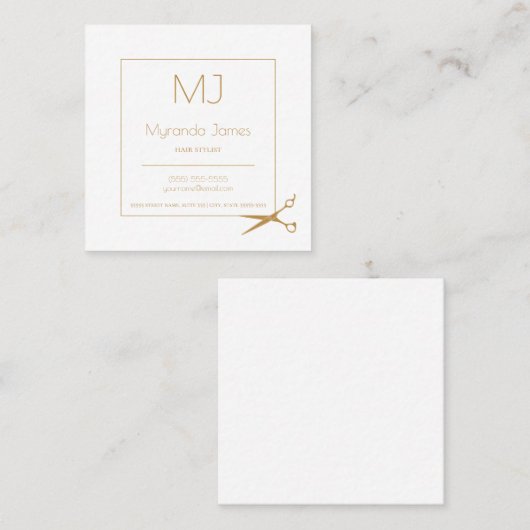 シンプルの髪型モダン金ゴールド スクエア名刺 (正面/裏面)