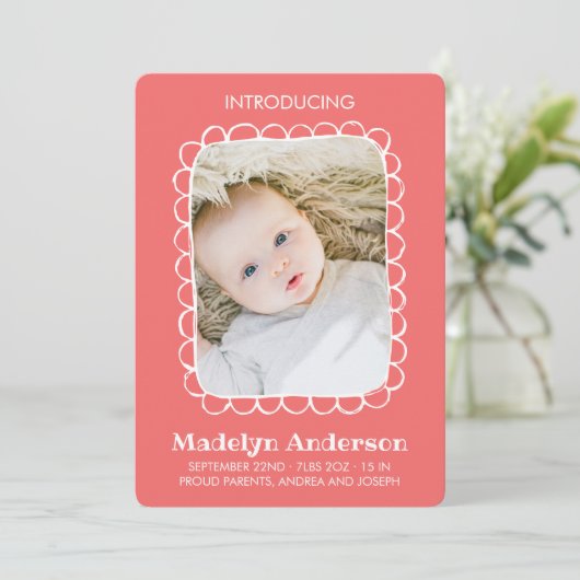 シンプルの鱗片状長方形フレーム誕生 案内状 (スタンド正面)