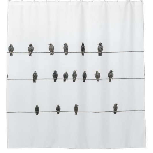 シンプルの鳥の手のイラストレーション シャワーカーテン (正面)