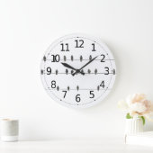 シンプルの鳥の手のイラストレーション ラージ壁時計 (ホーム)