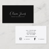 シンプルの黒い署名のスクリプトソーシャルメディアのアイコン 名刺 (正面/裏面)