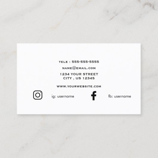 シンプルの黒い署名のスクリプトソーシャルメディアのアイコン 名刺 (裏面)