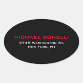 シンプルの黒い赤のラエレガントベモダンル 楕円形シール (正面)