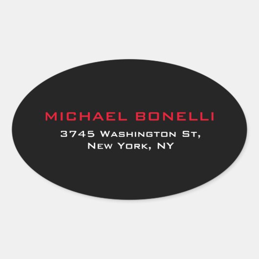 シンプルの黒い赤のラエレガントベモダンル 楕円形シール (正面)