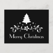 シンプルの黒と白の聖降誕祭 ポストカード (正面)