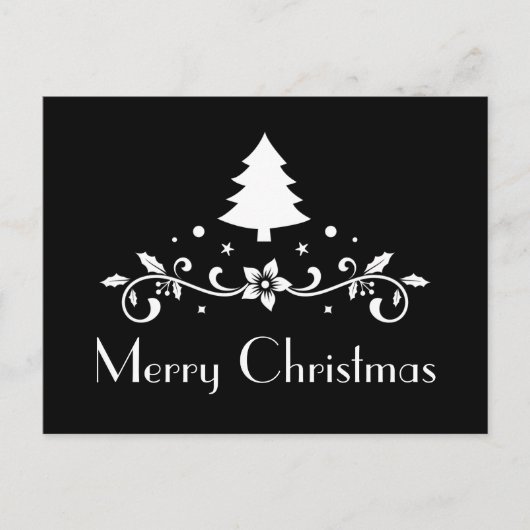 シンプルの黒と白の聖降誕祭 ポストカード (正面)